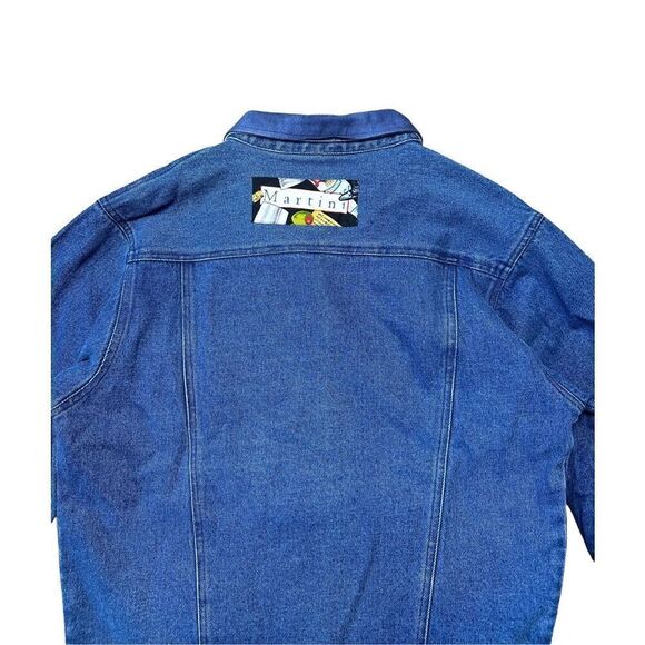 Retro PTNY Denim Jacket Women’s XL Patchwork Martini Cocktail Festive Novelty - Picture 5 of 8